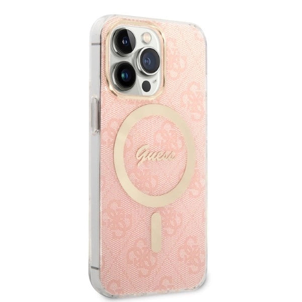 Set Guess GUBPP13LH4EACSP Case+ Charger iPhone 13 Pro pink/pink hard case 4G Print MagSafe_3