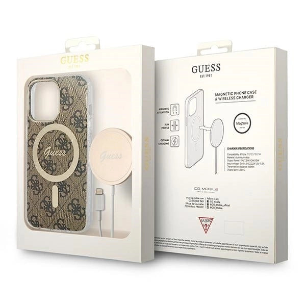 Set Guess GUBPP13LH4EACSW Case+ Charger iPhone 13 Pro brown/brown hard case 4G Print MagSafe_9