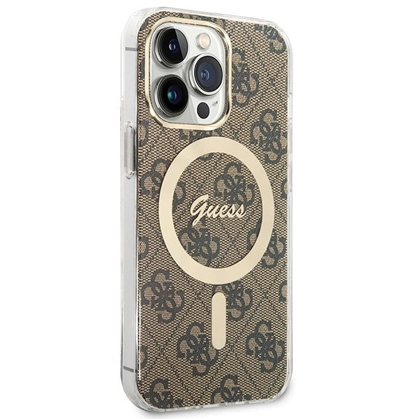 Set Guess GUBPP13LH4EACSW Case+ Charger iPhone 13 Pro brown/brown hard case 4G Print MagSafe_3