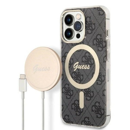 Set Guess GUBPP13XH4EACSK Case+ Charger iPhone 13 Pro Max black/black hard case 4G Print MagSafe_0