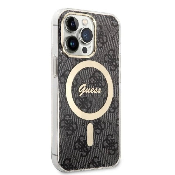 Set Guess GUBPP13XH4EACSK Case+ Charger iPhone 13 Pro Max black/black hard case 4G Print MagSafe_3