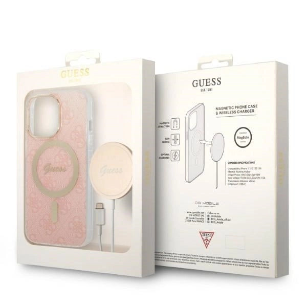 Set Guess GUBPP13XH4EACSP Case+ Charger iPhone 13 Pro Max pink/pink hard case 4G Print MagSafe_9