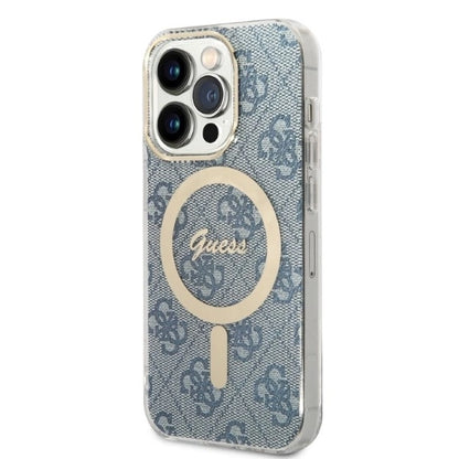 Set Guess GUBPP14LH4EACSB Case+ Charger iPhone 14 Pro 6.1" blue/blue hard case 4G Print MagSafe_1