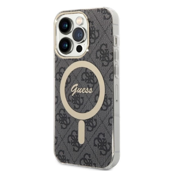 Set Guess GUBPP14LH4EACSK Case+ Charger iPhone 14 Pro 6.1" black/black hard case 4G Print MagSafe_1