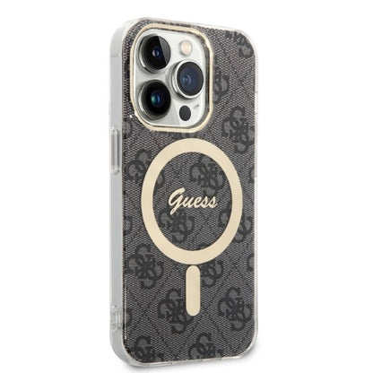 Set Guess GUBPP14LH4EACSK Case+ Charger iPhone 14 Pro 6.1" black/black hard case 4G Print MagSafe_3