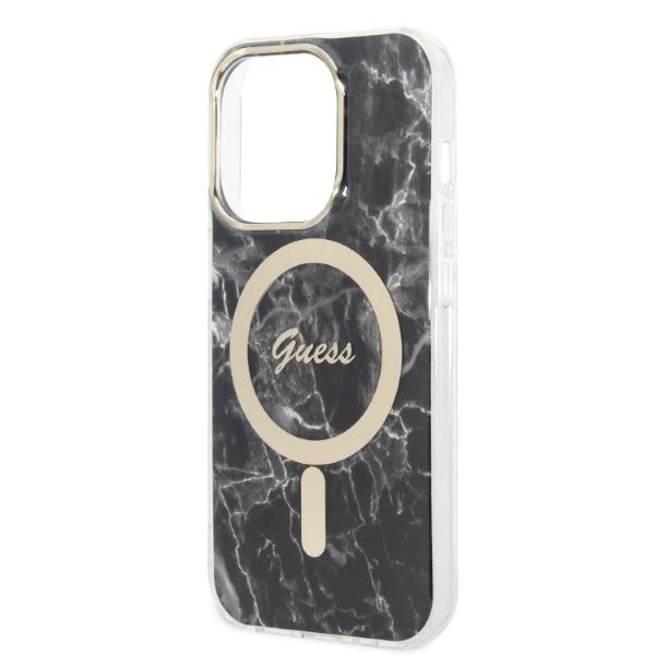 Set Guess GUBPP14LHMEACSK Case+ Charger iPhone 14 Pro 6.1" black/black hard case Marble MagSafe_5