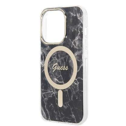 Set Guess GUBPP14LHMEACSK Case+ Charger iPhone 14 Pro 6.1" black/black hard case Marble MagSafe_5