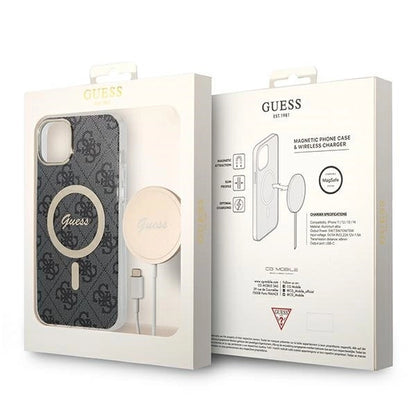 Set Guess GUBPP14MH4EACSK Case+ Charger iPhone 14 Plus 6.7" black/black hard case 4G Print MagSafe_9