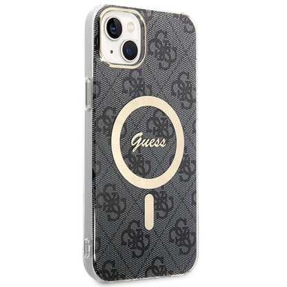 Set Guess GUBPP14MH4EACSK Case+ Charger iPhone 14 Plus 6.7" black/black hard case 4G Print MagSafe_3