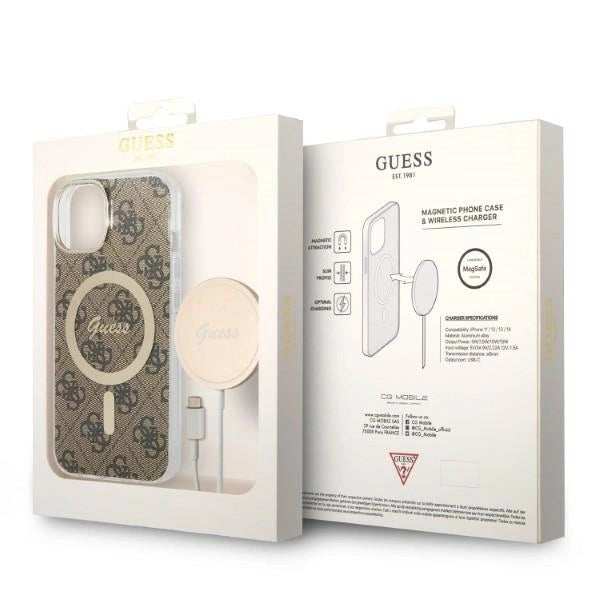 Set Guess GUBPP14MH4EACSW Case+ Charger iPhone 14 Plus 6.7" brown/brown hard case 4G Print MagSafe_9