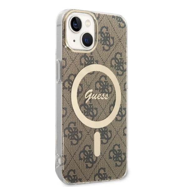 Set Guess GUBPP14MH4EACSW Case+ Charger iPhone 14 Plus 6.7" brown/brown hard case 4G Print MagSafe_3
