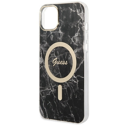 Set Guess GUBPP14SHMEACSK Case+ Charger iPhone 14 6.1" black/black hard case Marble MagSafe_5