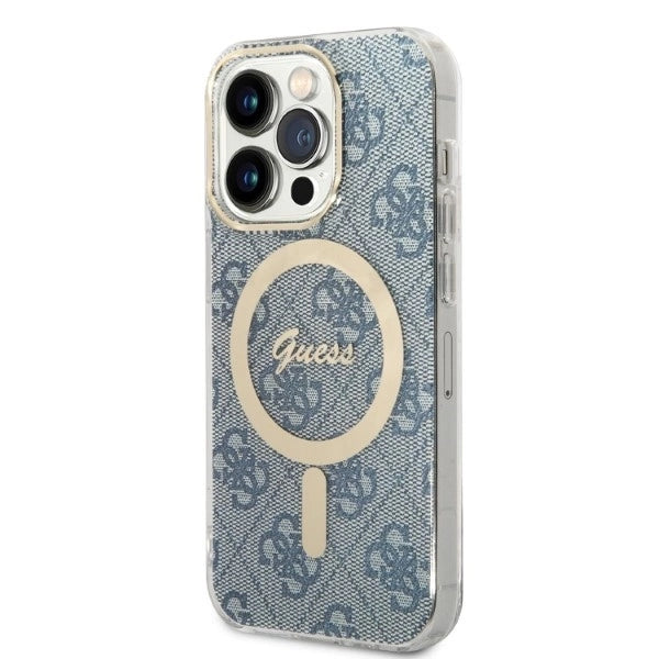 Set Guess GUBPP14XH4EACSB Case+ Charger iPhone 14 Pro Max 6.7" blue/blue hard case 4G Print MagSafe_1