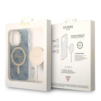 Set Guess GUBPP14XH4EACSB Case+ Charger iPhone 14 Pro Max 6.7" blue/blue hard case 4G Print MagSafe_8