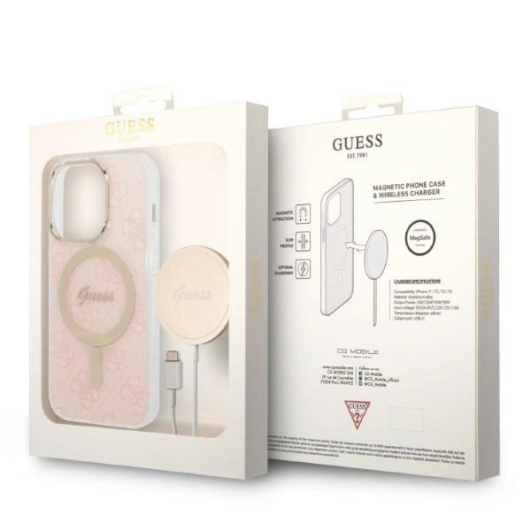 Guess 4G Print MagSafe Case + Charger Set for iPhone 14 Pro Max 6.7&quot; - Pink_9