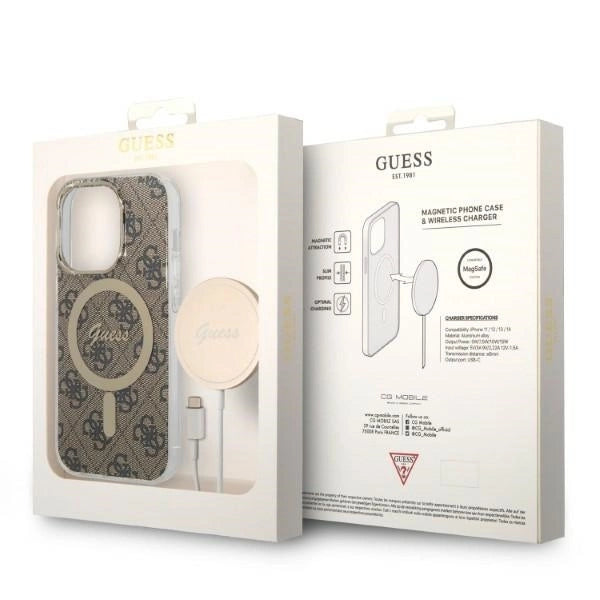 Set Guess GUBPP14XH4EACSW Case+ Charger iPhone 14 Pro Max 6.7" brown/brown hard case 4G Print MagSafe_9