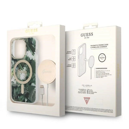 Set Guess GUBPP14XHJEACSA Case+ Charger iPhone 14 Pro Max 6.7" green/green hard case Jungle MagSafe_9