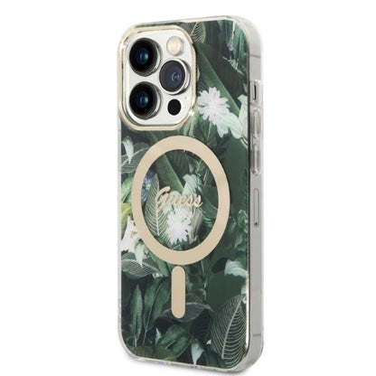 Set Guess GUBPP14XHJEACSA Case+ Charger iPhone 14 Pro Max 6.7" green/green hard case Jungle MagSafe_1