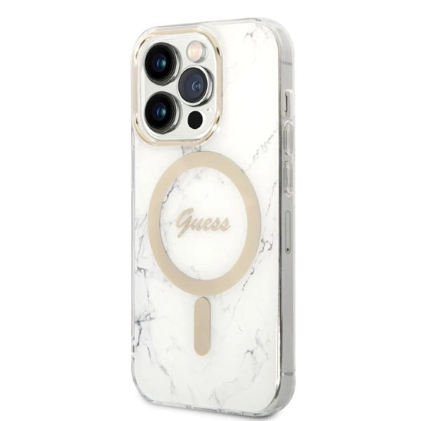 Guess Marble MagSafe Case + Charger Set for iPhone 14 Pro Max 6.7&quot; - White_1