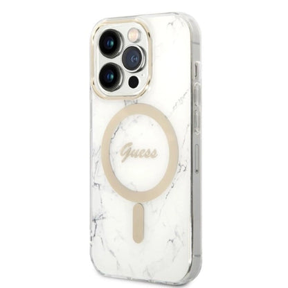 Guess Marble MagSafe Case + Charger Set for iPhone 14 Pro Max 6.7&quot; - White_1
