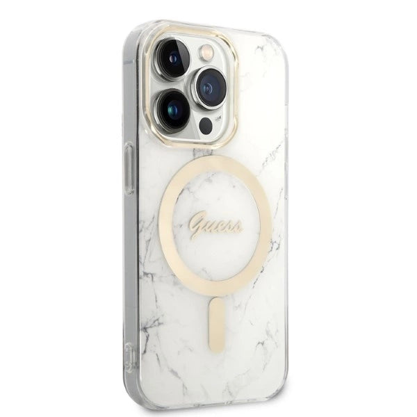 Guess Marble MagSafe Case + Charger Set for iPhone 14 Pro Max 6.7&quot; - White_3