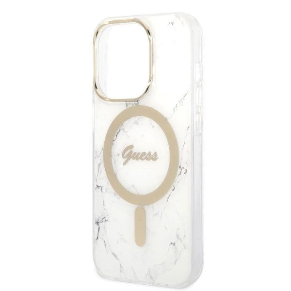 Guess Marble MagSafe Case + Charger Set for iPhone 14 Pro Max 6.7&quot; - White_5