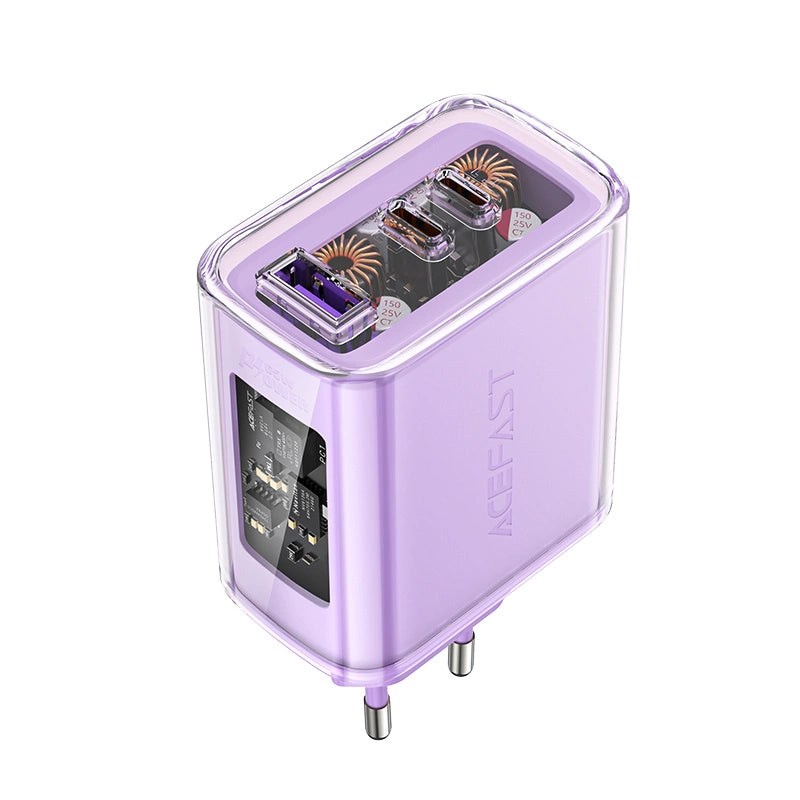 Acefast charger GaN 65W 3 ports (1xUSB, 2xUSB C) purple (A45)_1