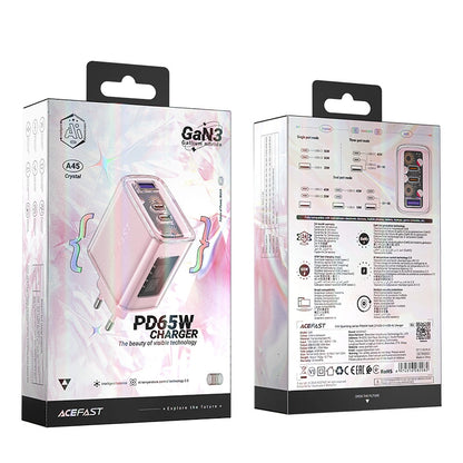 Acefast charger GaN 65W 3 ports (1xUSB, 2xUSB C) pink (A45)_4