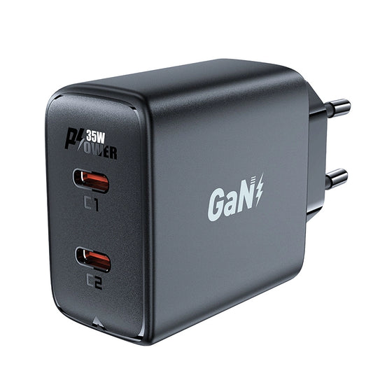 Fast charger GaN 35W PD 2x USB C Acefast A49 - black_0
