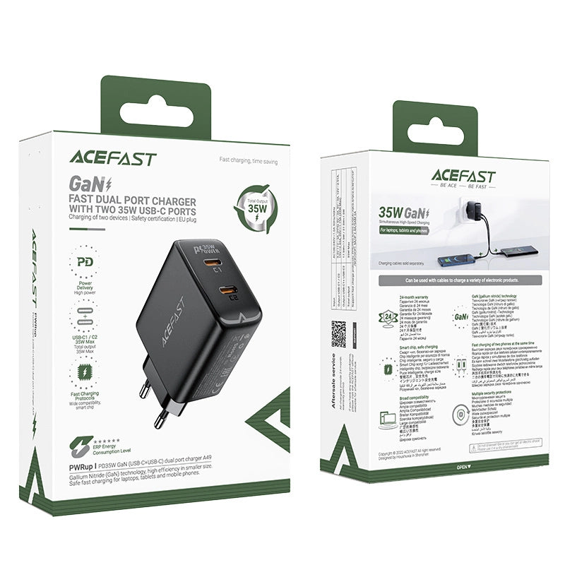 Fast charger GaN 35W PD 2x USB C Acefast A49 - black_4