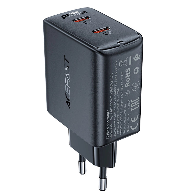 Fast charger GaN 35W PD 2x USB C Acefast A49 - black_7