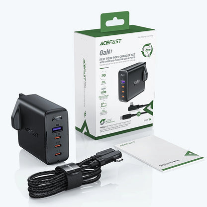 Fast charger GaN UK 100W Power Delivery 3x USB C 1x USB - black_5