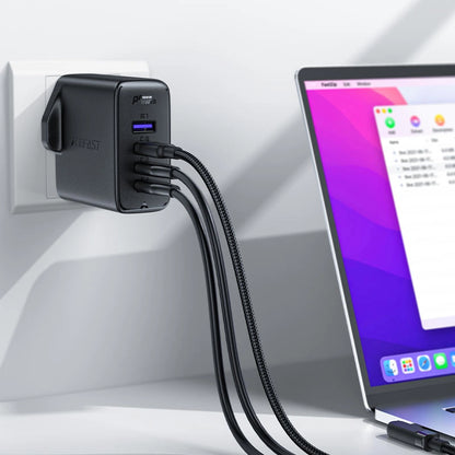 Fast charger GaN UK 100W Power Delivery 3x USB C 1x USB - black_1
