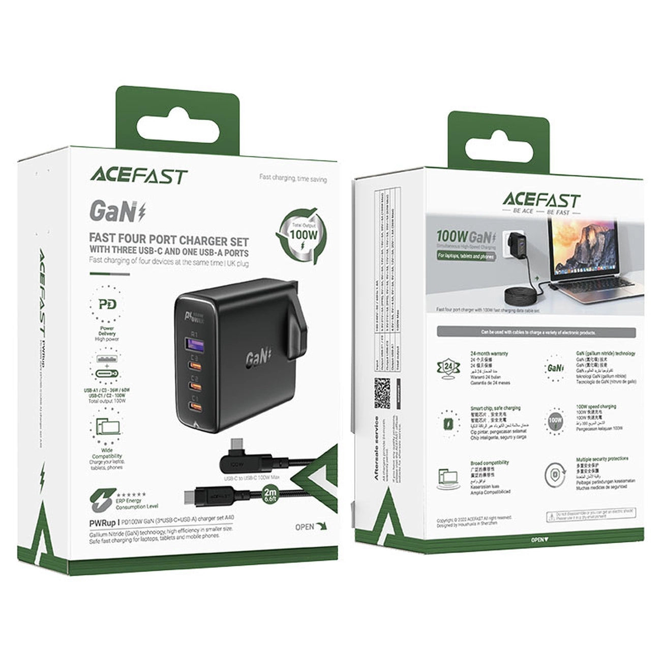 Fast charger GaN UK 100W Power Delivery 3x USB C 1x USB - black_4