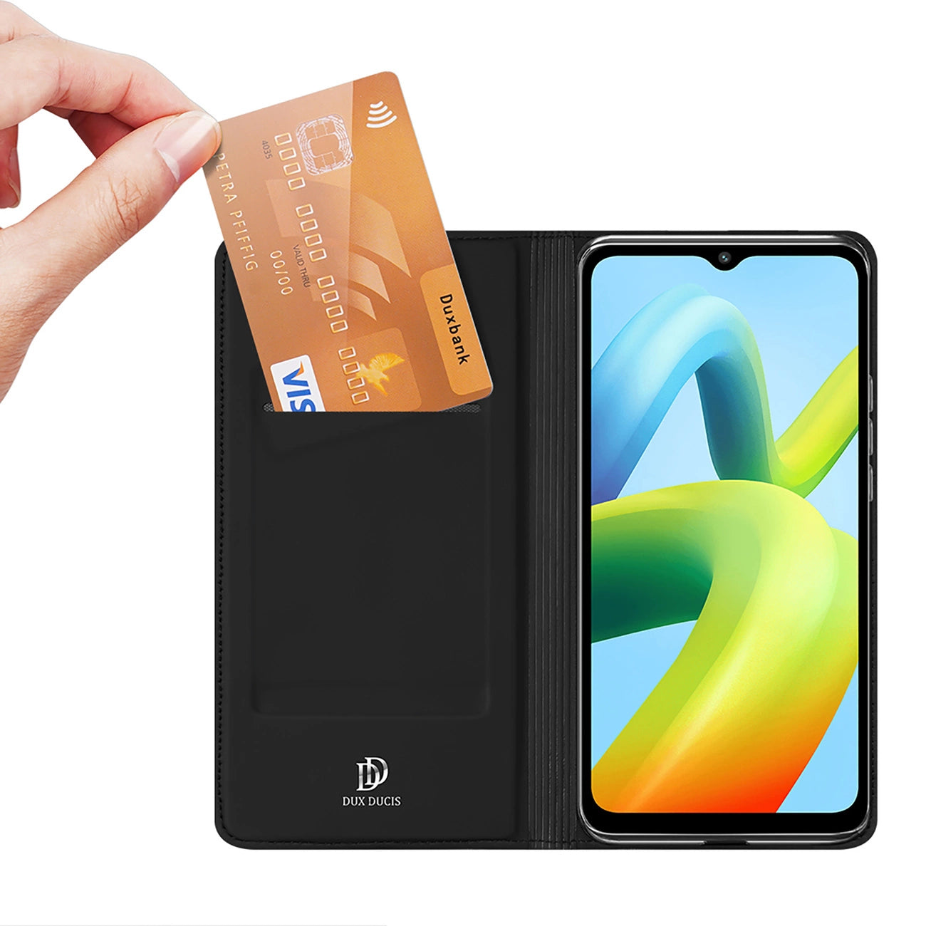 Dux Ducis Skin Pro Case for Xiaomi Redmi A1+ Flip Card Wallet Stand Black_1