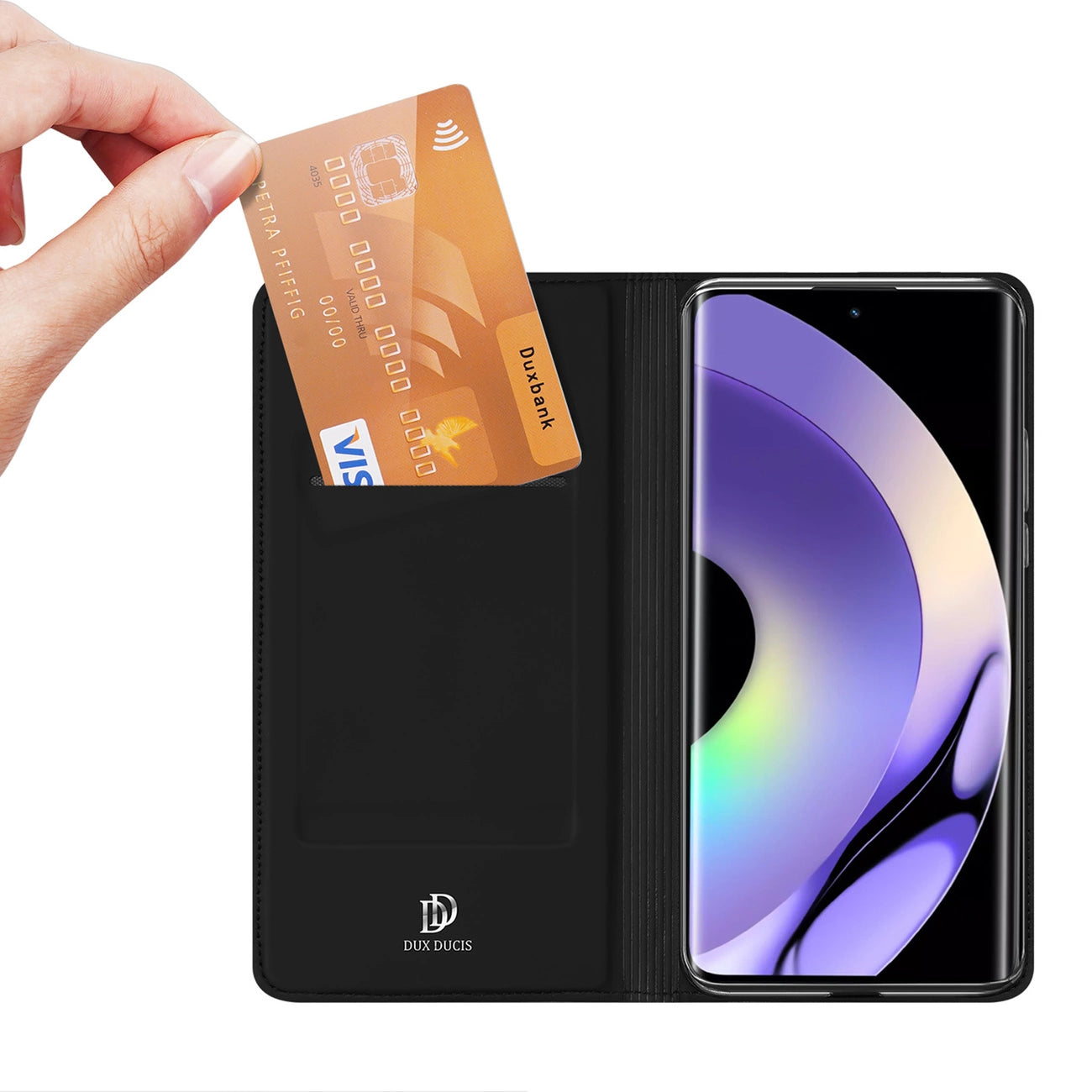 Dux Ducis Skin Pro case for Realme 10 Pro+ flip cover card wallet stand black_1