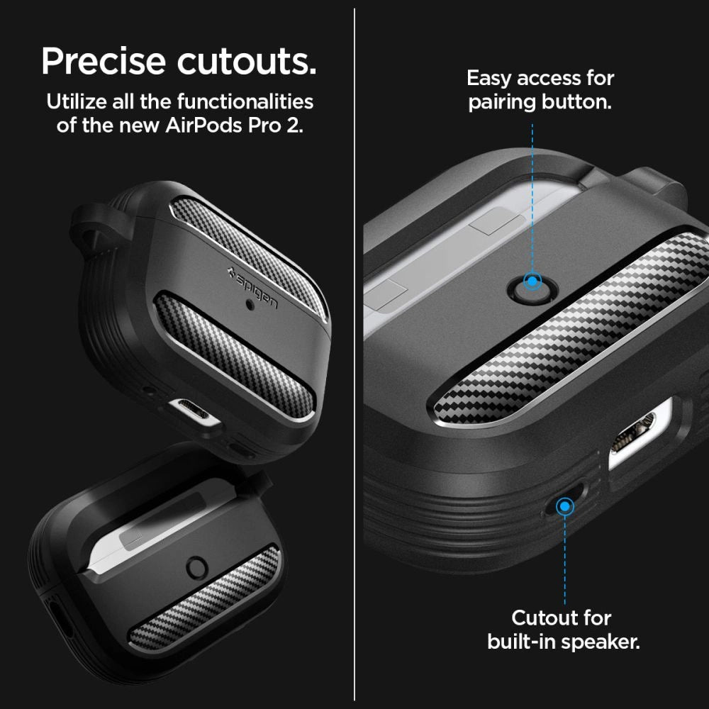 Spigen Rugged Armor Case for Apple AirPods Pro 1 / 2 - Matte Black_14