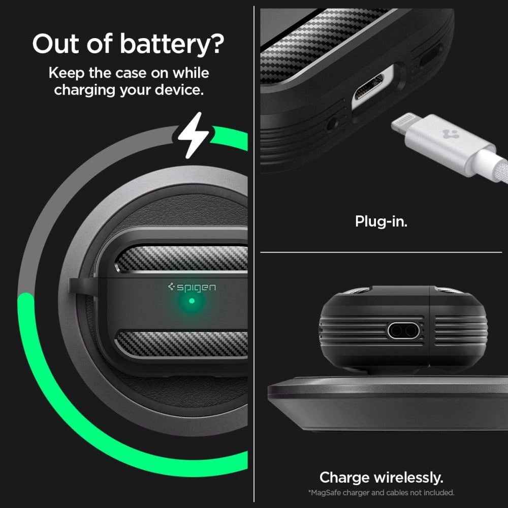 Spigen Rugged Armor Case for Apple AirPods Pro 1 / 2 - Matte Black_20