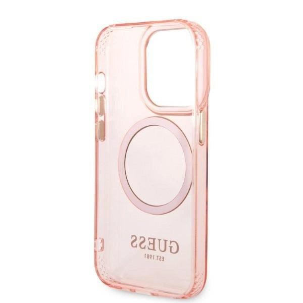 Guess GUHMP14LHTCMP iPhone 14 Pro 6.1" pink/pink hard case Gold Outline Translucent MagSafe_6