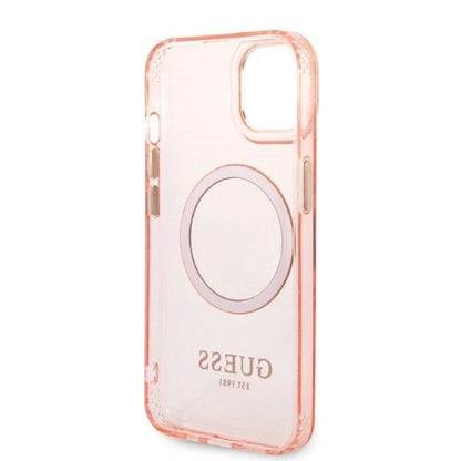 Guess GUHMP14MHTCMP iPhone 14 Plus 6.7" pink/pink hard case Gold Outline Translucent MagSafe_6