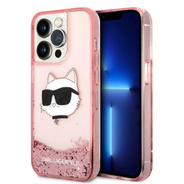 Karl Lagerfeld KLHCP14LLNCHCP iPhone 14 Pro 6.1" pink/pink hardcase Glitter Choupette Head_0
