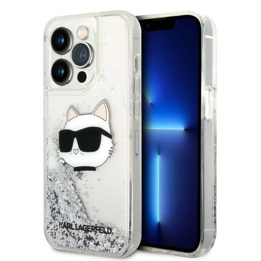 Karl Lagerfeld KLHCP14LLNHCCS iPhone 14 Pro 6.1&quot; silver/silver hardcase Glitter Choupette Head_0