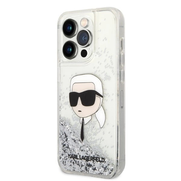 Karl Lagerfeld KLHCP14LLNKHCH iPhone 14 Pro 6.1" silver/silver hardcase Glitter Karl Head_1