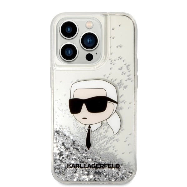 Karl Lagerfeld KLHCP14LLNKHCH iPhone 14 Pro 6.1" silver/silver hardcase Glitter Karl Head_2