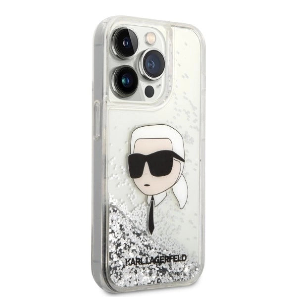 Karl Lagerfeld KLHCP14LLNKHCH iPhone 14 Pro 6.1" silver/silver hardcase Glitter Karl Head_3