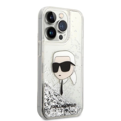 Karl Lagerfeld KLHCP14LLNKHCH iPhone 14 Pro 6.1" silver/silver hardcase Glitter Karl Head_3