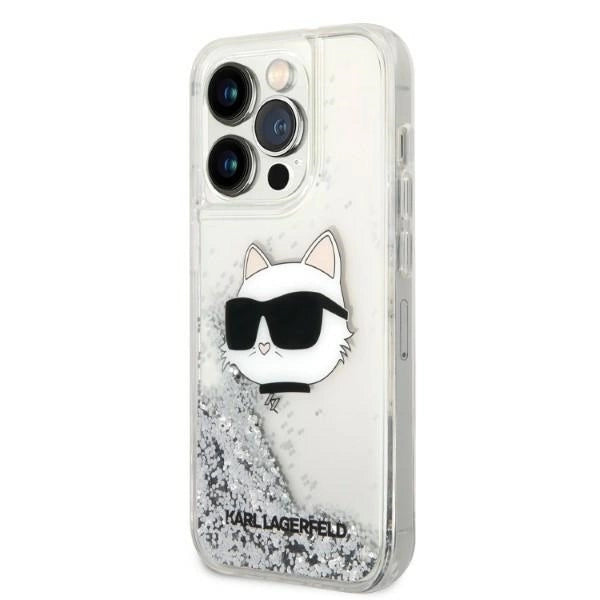 Karl Lagerfeld KLHCP14XLNHCS iPhone 14 Pro Max 6.7" silver/silver hardcase Glitter Choupette Head_1