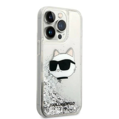 Karl Lagerfeld KLHCP14XLNHCS iPhone 14 Pro Max 6.7" silver/silver hardcase Glitter Choupette Head_3