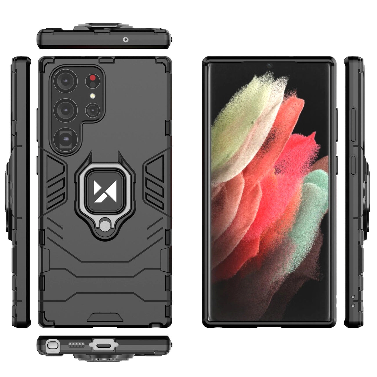 Wozinsky Ring Armor case for Samsung Galaxy S23 Ultra armored cover magnetic holder ring black_10