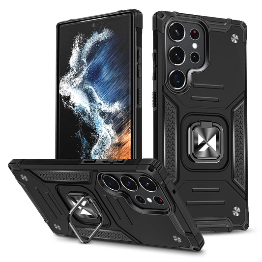 Wozinsky Ring Armor case for Samsung Galaxy S23 Ultra armored cover magnetic holder ring black_0
